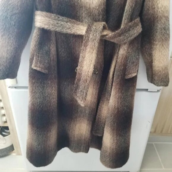 Vintage 100% Pure Mohair Belted Long Coat - Picture 14 of 16